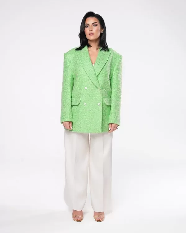 Zielona marynarka dwurzędowa oversize