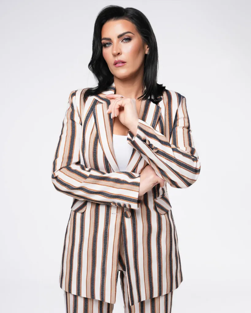 Garnitur damski w paski