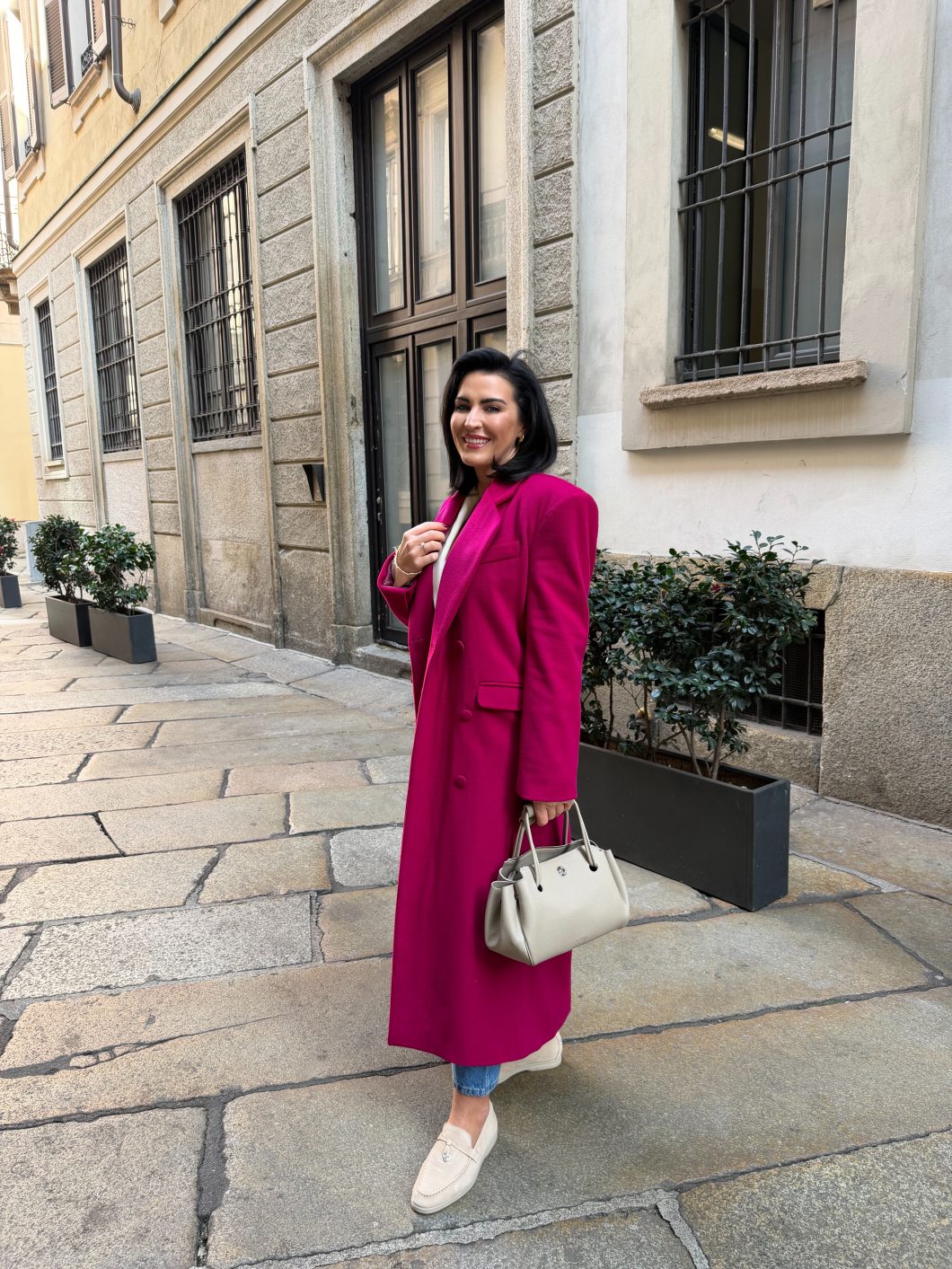 Wełniany płaszcz w kolorze fuksjowym Wełniany płaszcz w kolorze fuksjowym