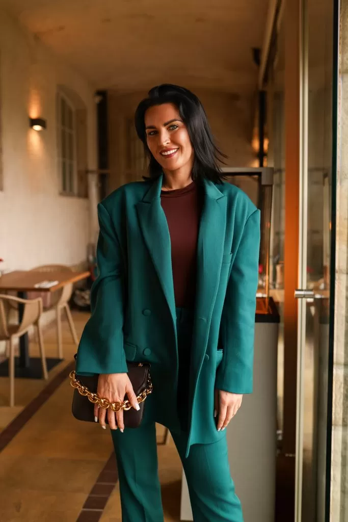 Garnitur damski butelkowa zieleń