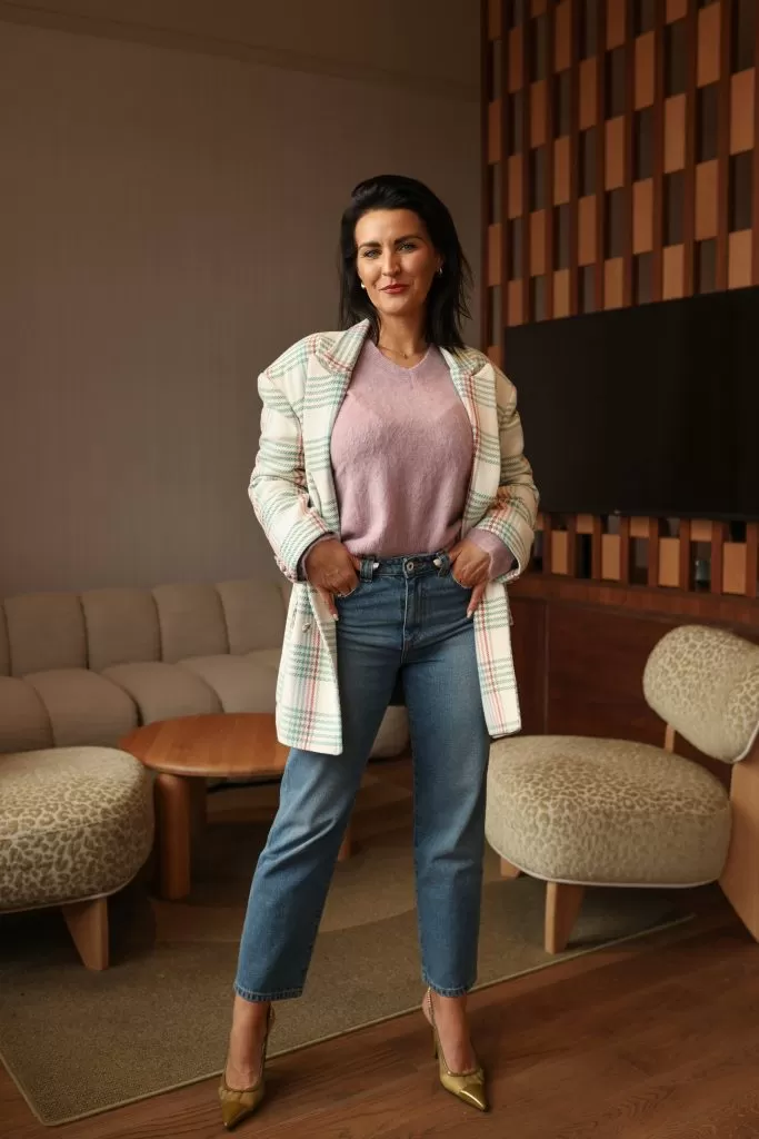 Marynarka oversize w zieloną kratę