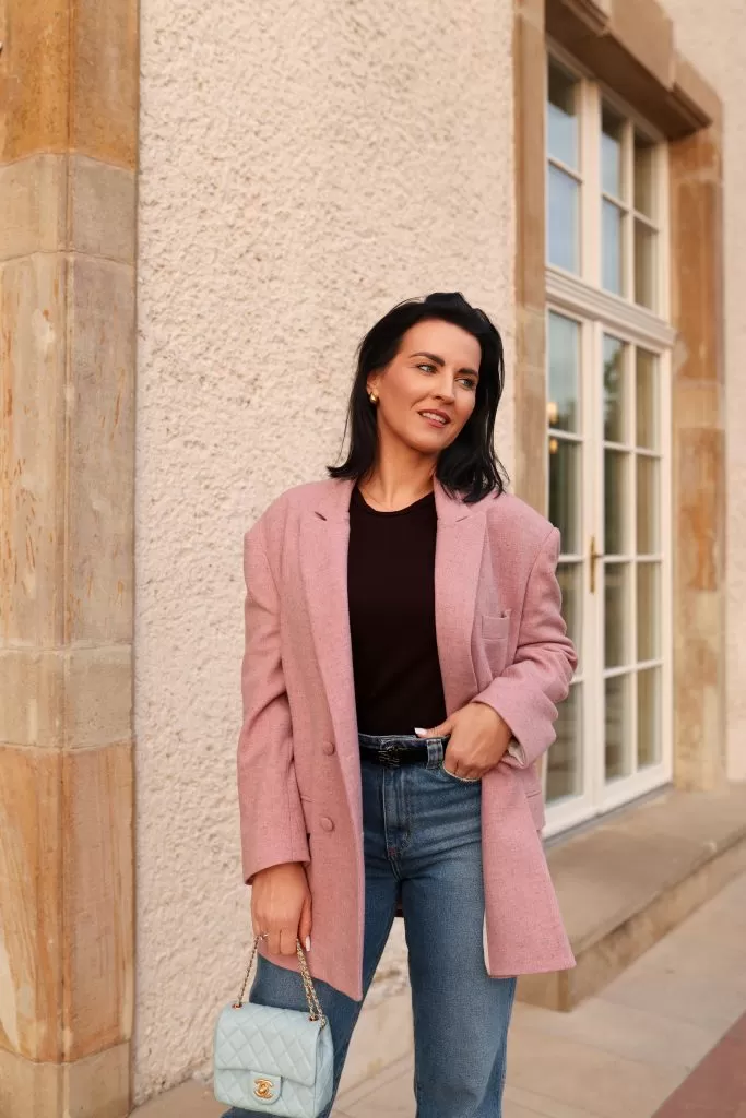 Marynarka różowa oversize, marynarka damska