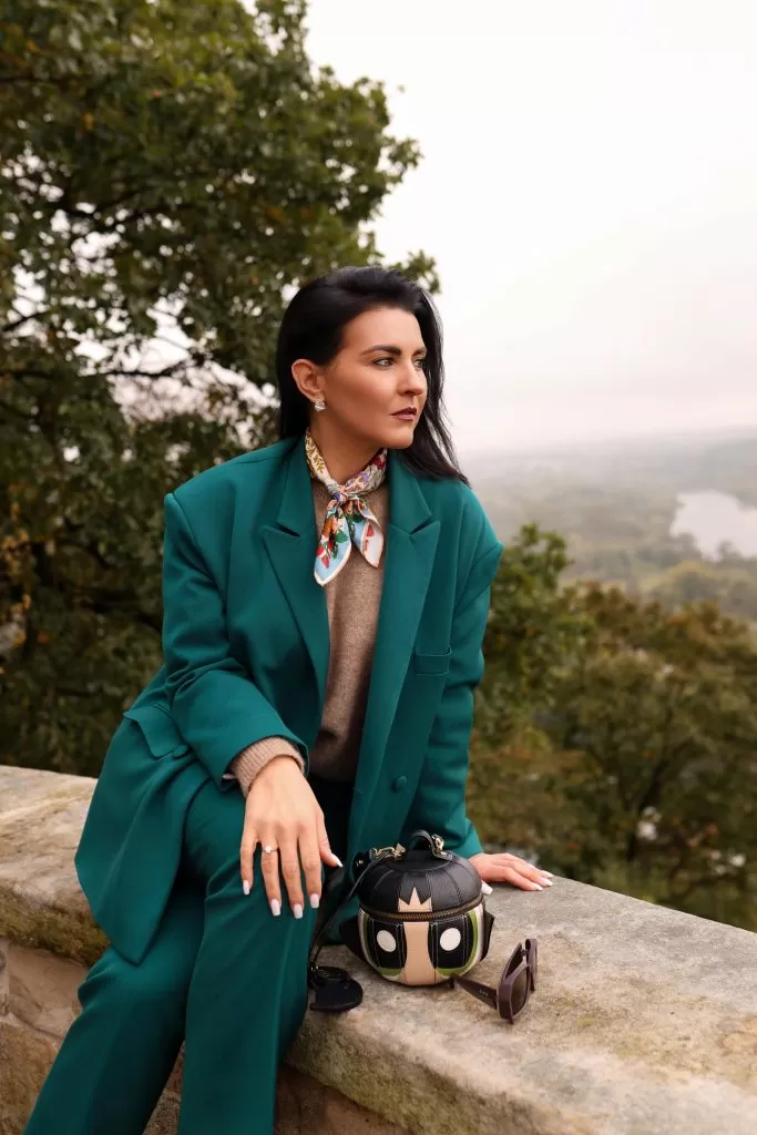 Zielony garnitur oversize dla kobiet