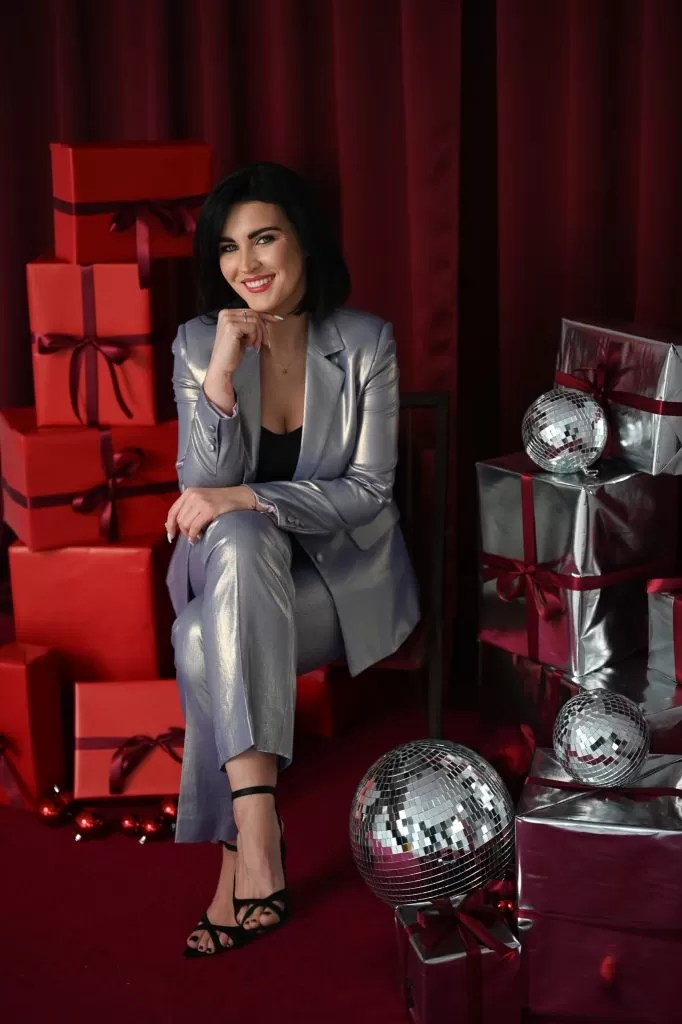 GARNITUR DAMSKI FIOLETOWO-ZŁOTY