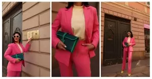 Garnitur różowy damski