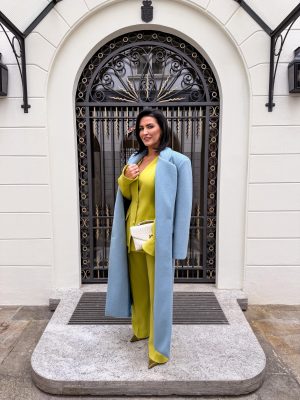 Płaszcz błękitny wełniany